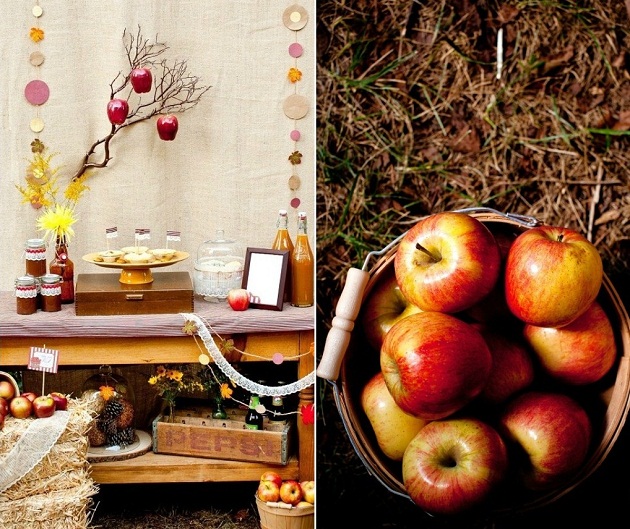 Apple themed snack table