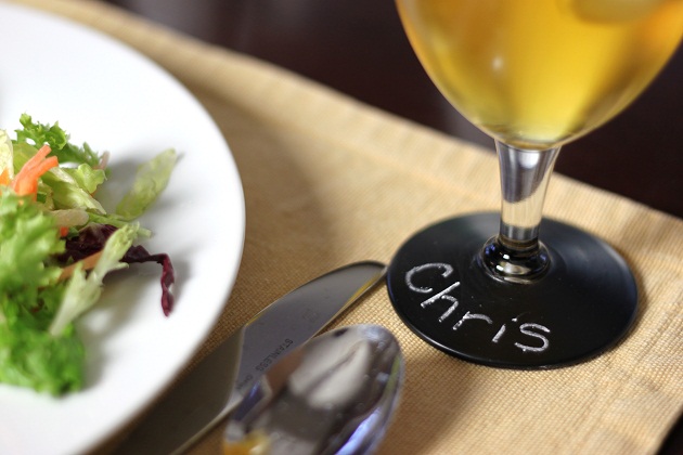 chalkboard painted stem glass