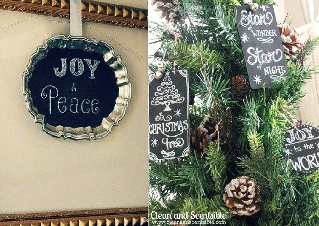 chalkboard tray and ornaments