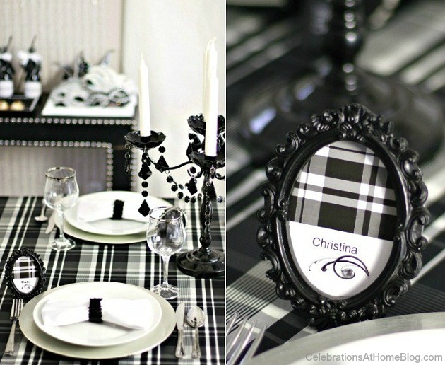 plaid themed table setting