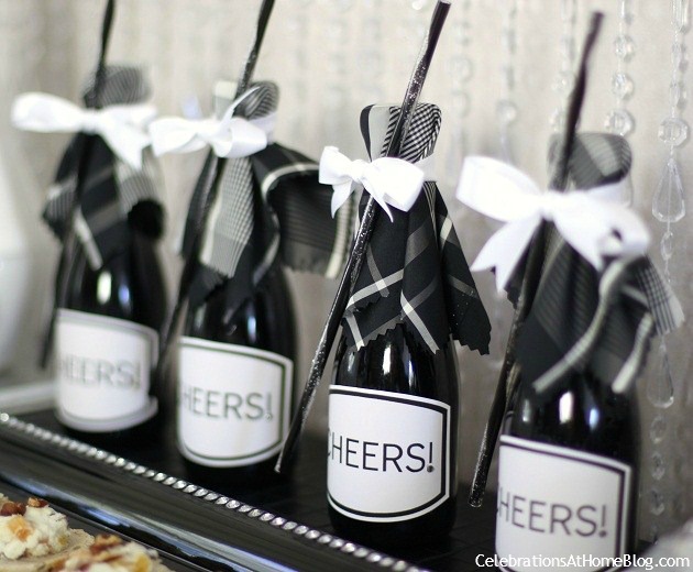 dressed up mini champagne bottles