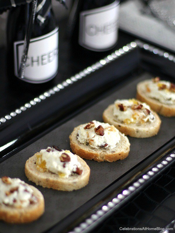 fruit, nut, bacon, & cheese canapes