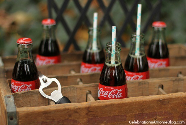 classic soda bottles in vintage crate