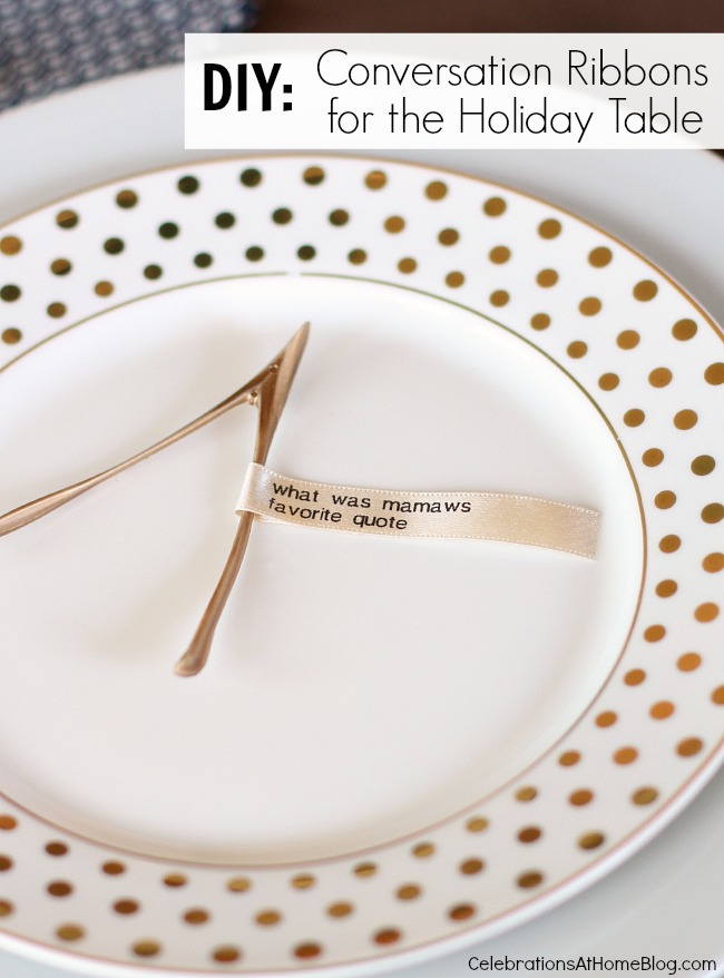 conversation ribbons for the holiday table
