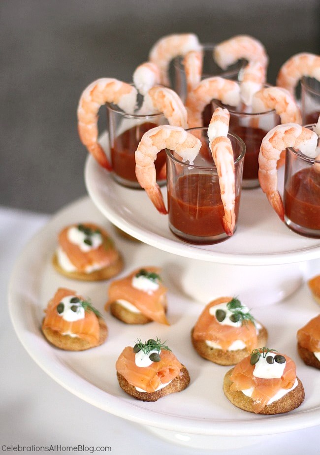 How to host an easy cocktail party. shrimp, and smoked salmon canapes