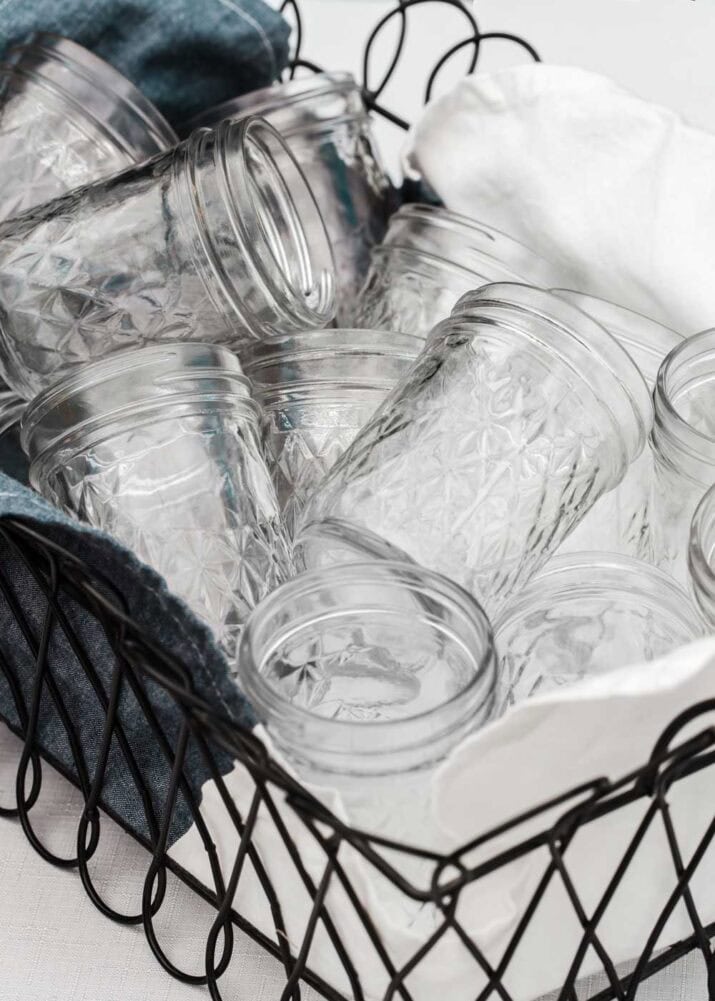wire basket holding jars.