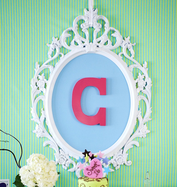 Make this monogrammed wall hanging for party decor or a child's bedroom.
