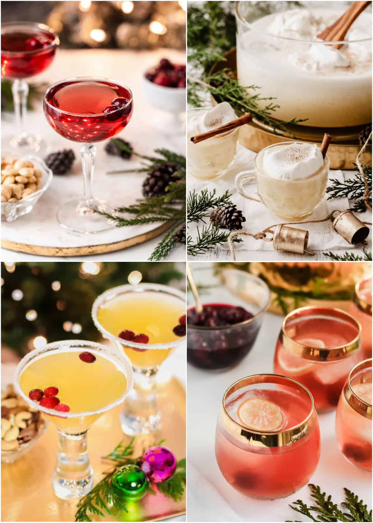 photo collage of Christmas themed cocktails.