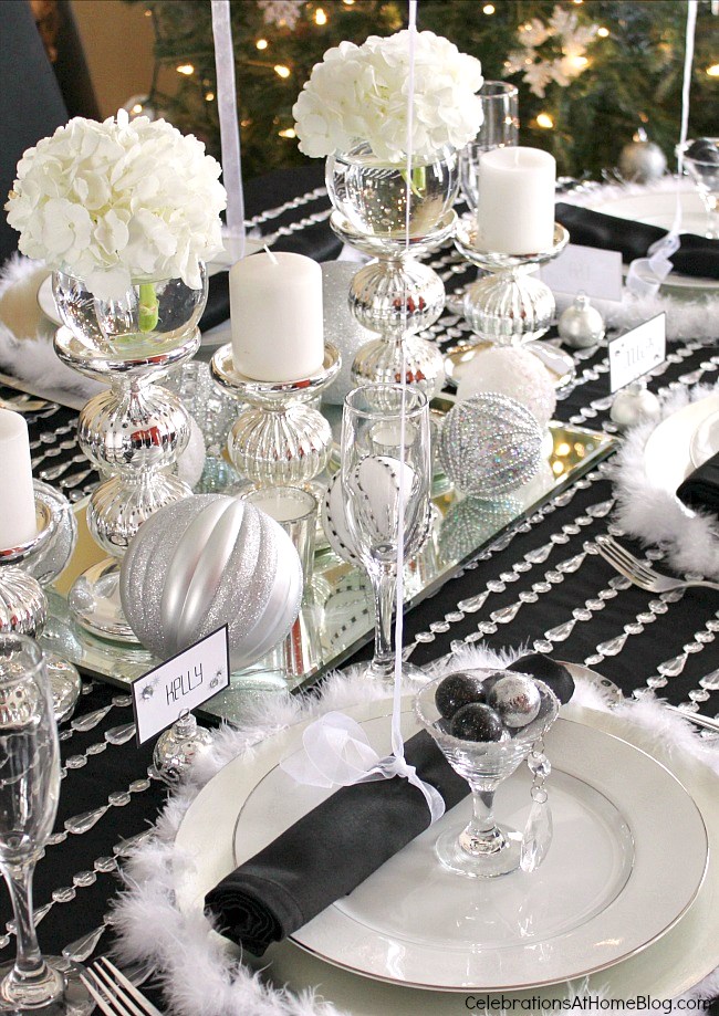 Black & White & Silver Holiday Table - Celebrations at Home