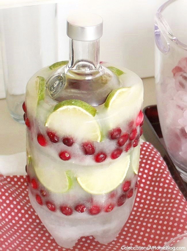 Don't you love this diy ice bottle cooler! It's a great way to keep vodka or wine chilled during a party. Find out how to make it here.