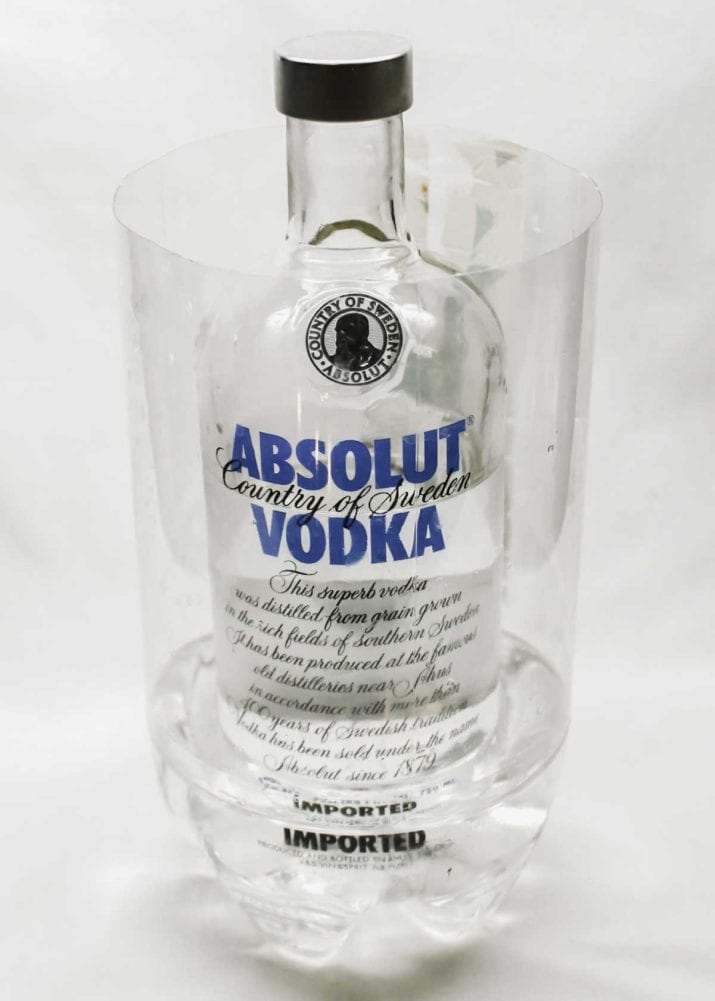 vodka bottle in mold with water.