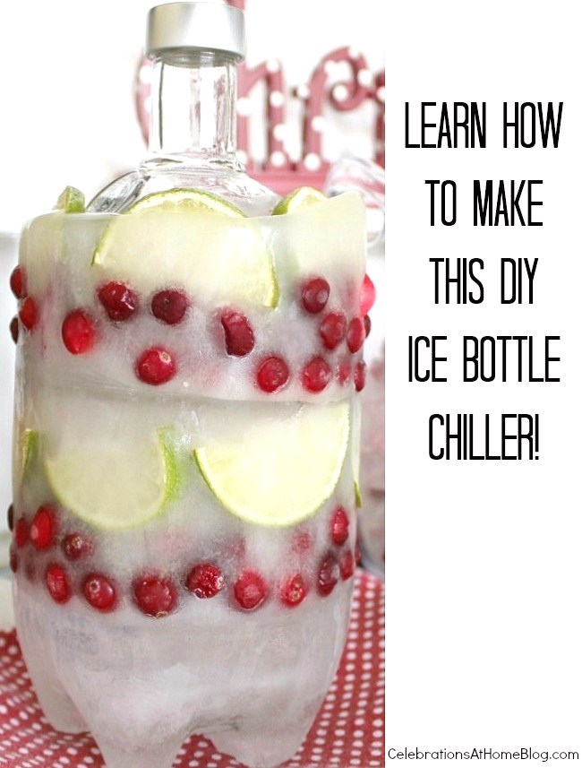 Don't you love this diy ice bottle cooler! It's a great way to keep vodka or wine chilled during a party. Find out how to make it here.