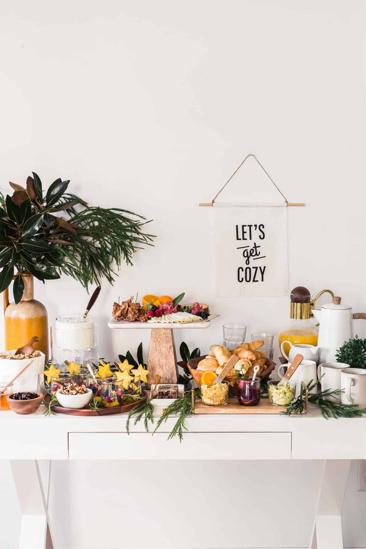 continental style breakfast bar set up