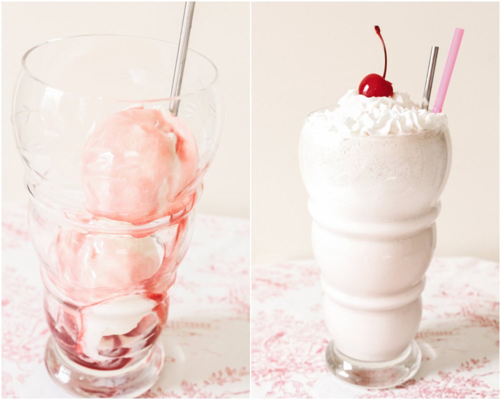 two image collage showing how to make an ice cream soda float.