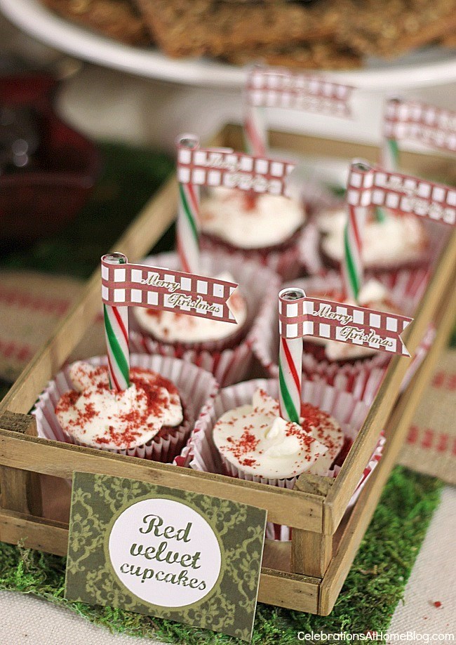 Rustic Woodland Christmas dessert table - cupcakes