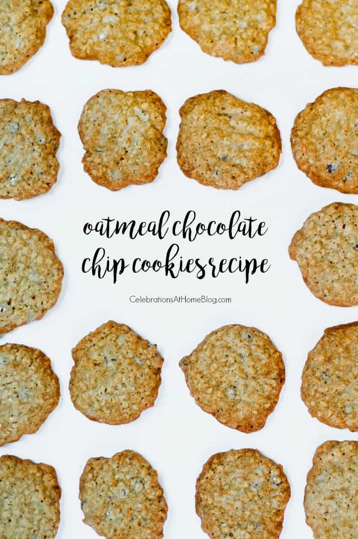 oatmeal chocolate chip cookies recipe, flat lay