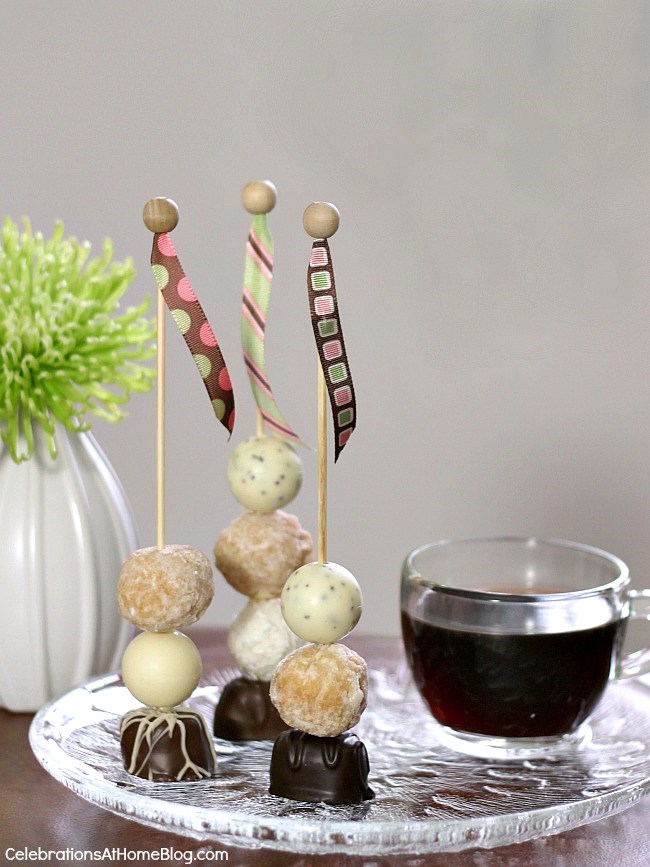 Make your own dessert skewers for festive celebrations like showers, birthdays, and a special Valentines day themed skewer too!