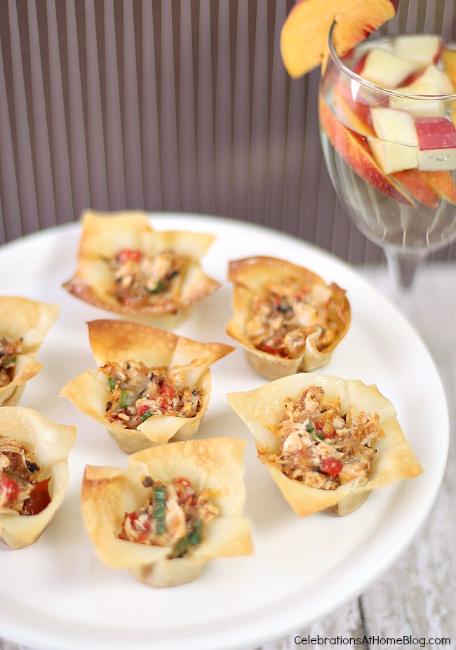A favorite party appetizer, spicy chicken cups, combine the smoky flavor of chipotle with chicken and cheese for a delightful bite-sized treat.