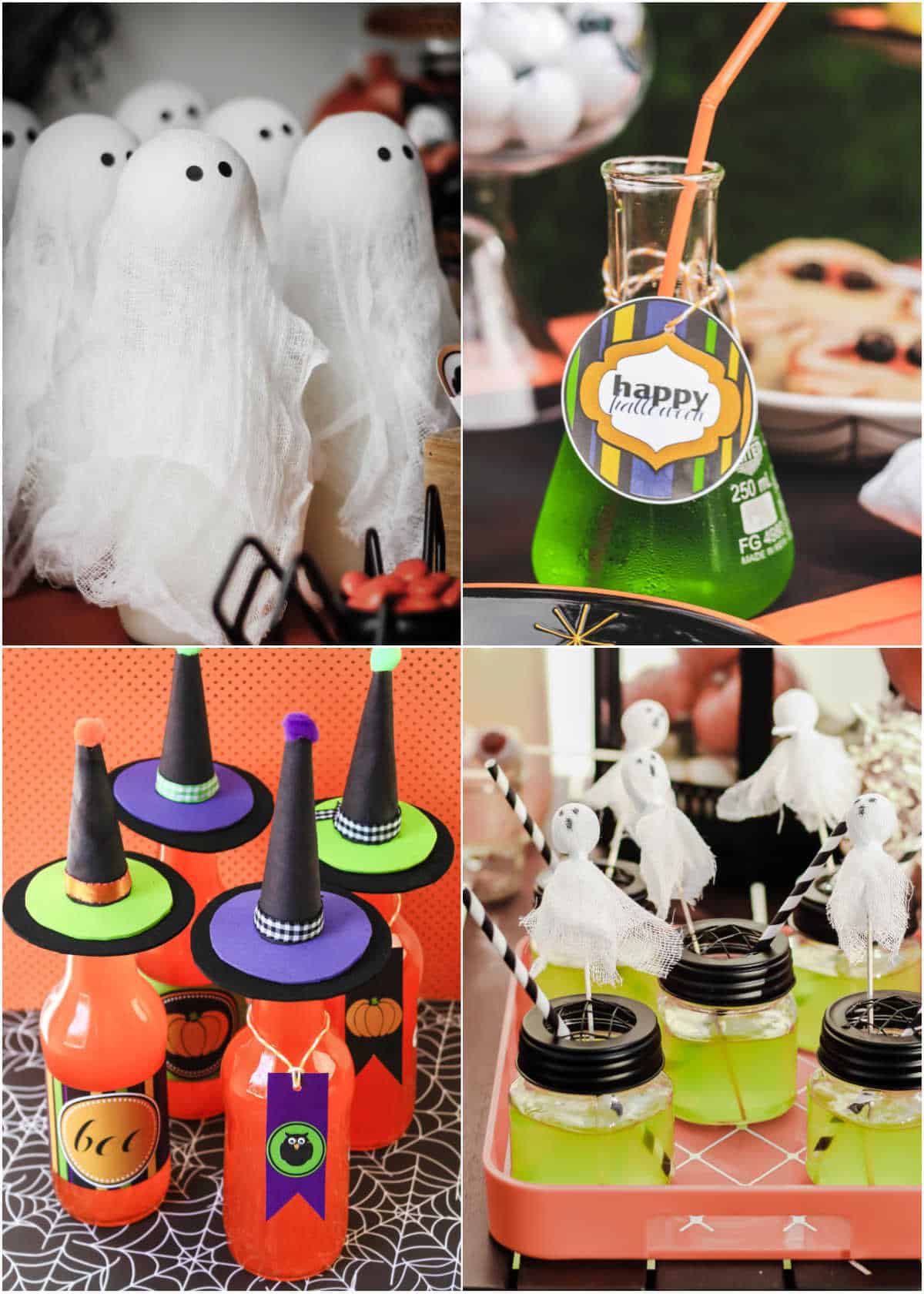 photo collage of Halloween themed drinks.