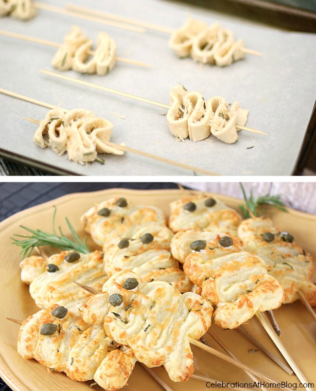 Turn this puff pastry party appetizer into "ghosts" for Halloween. See the recipe and details here.