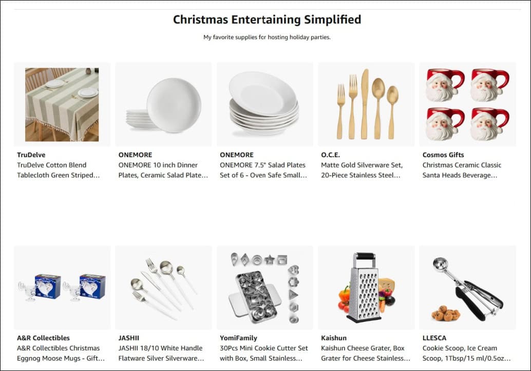 shopping items for hosting parties.