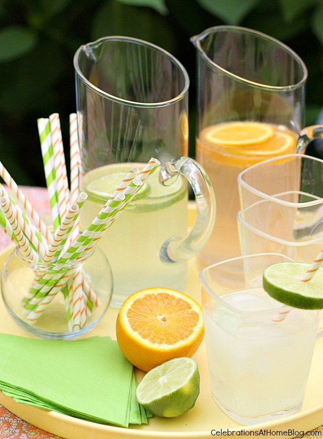 tips for hosting girls night in; pitchers of margaritas for casual entertaining at home