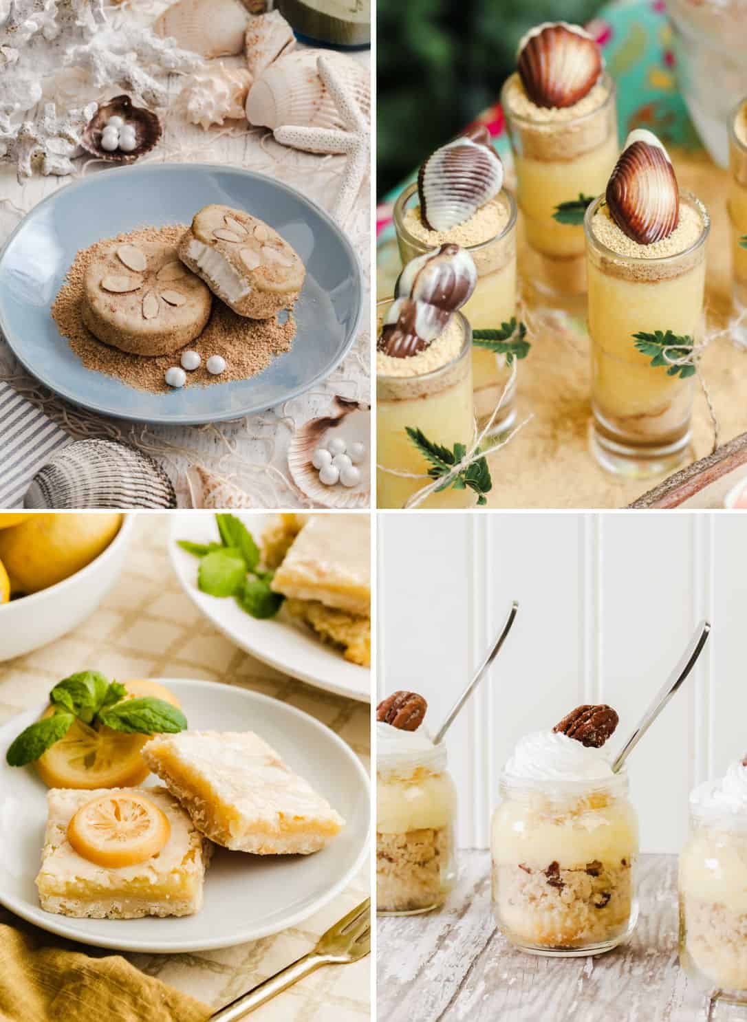 photo collage of four desserts for a nautical theme party.