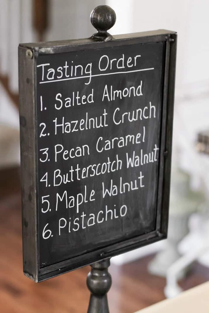 chocolate tasting chalkboard sign