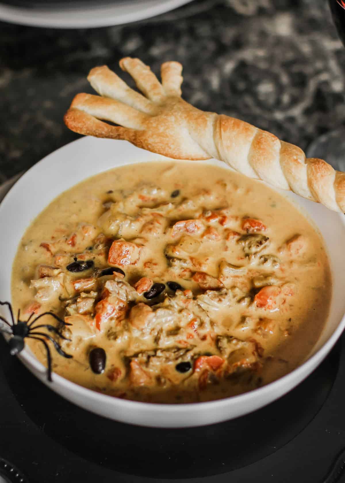 Halloween Chili with Broom Breadsticks