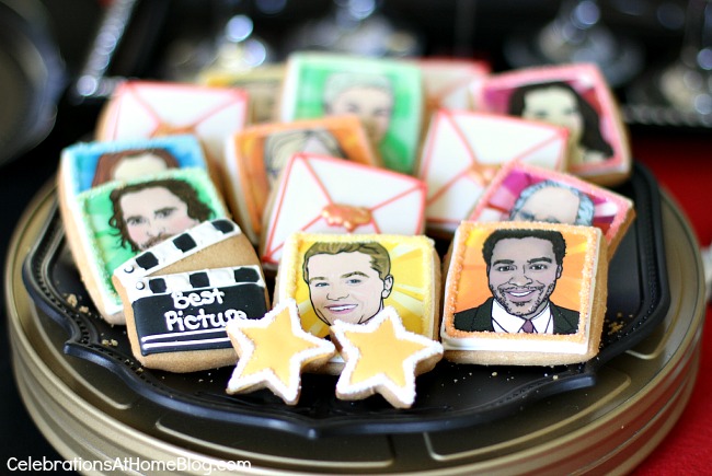 Oscars theme party ideas; Cookies by Eleni's Cookies 