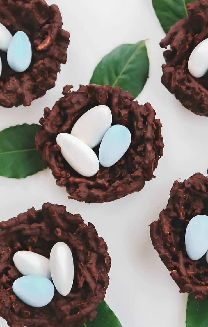 diy chocolate nests filled with candy eggs