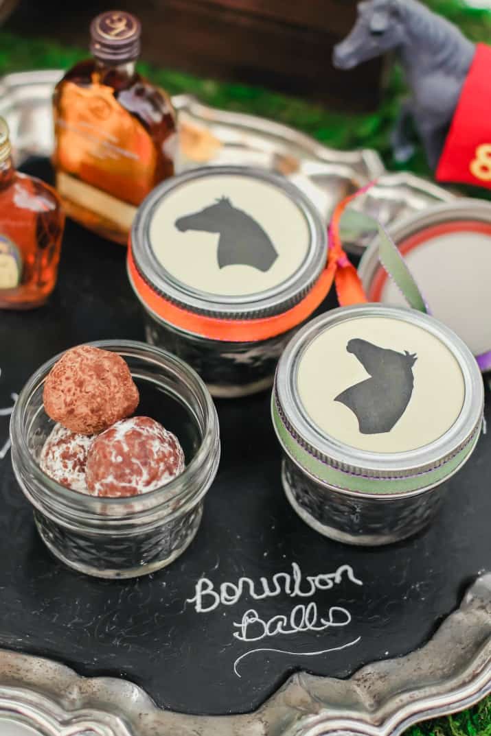 Bourbon balls party favors in jars