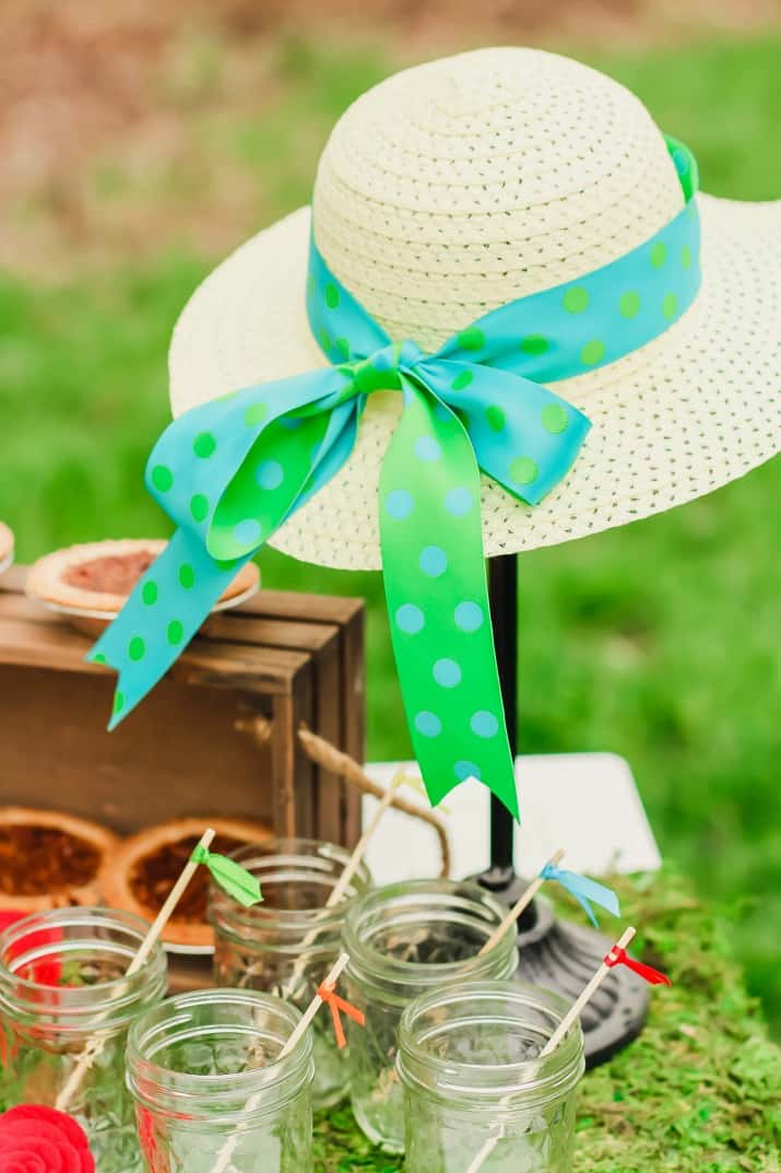 Kentucky Derby party decor, hat on a stand