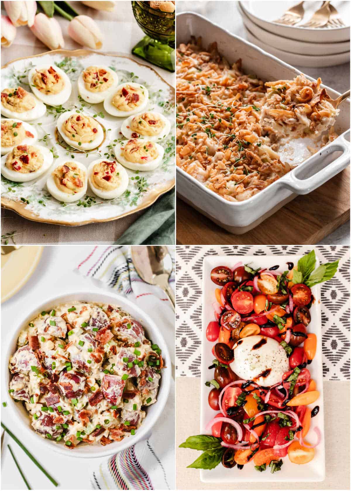 photo collage of recipes for a vintage shower lunch.