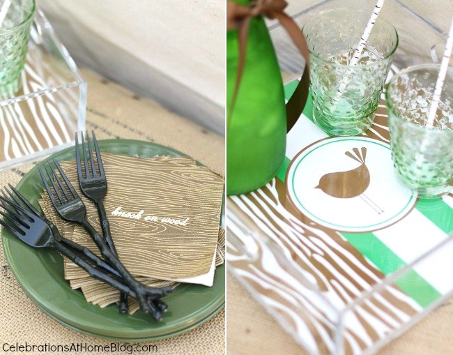 Set up this nature inspired tabletop for the man in your life; Father's day or birthday celebration.