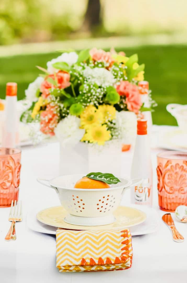 orange & white place setting