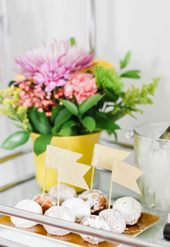 donut holes on coffee bar cart