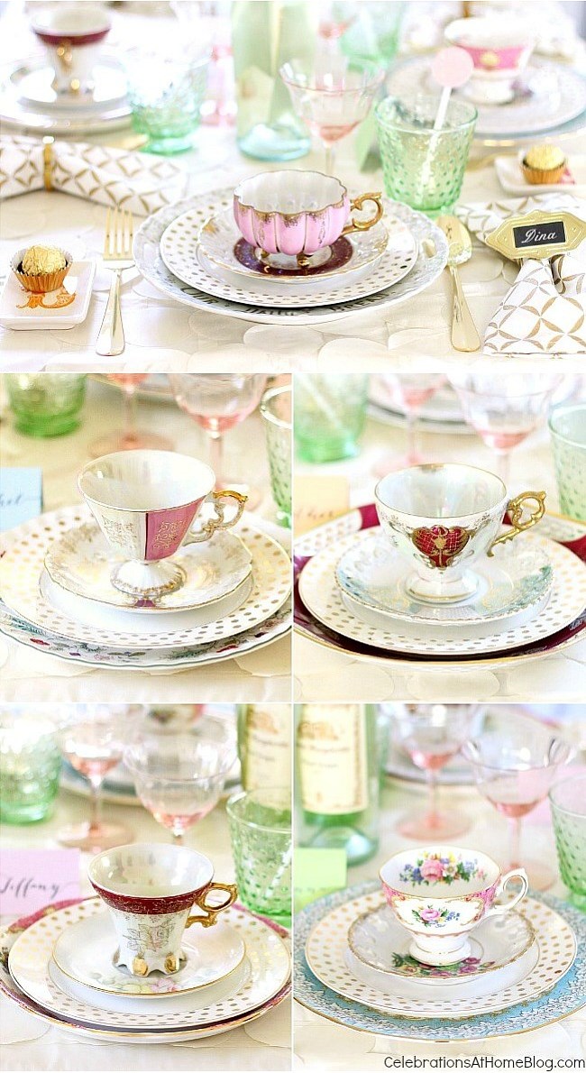 You'll get inspired by this beautiful bridesmaid luncheon with menu & recipes in a modern-meets-vintage style. Would be beautiful for any ladies luncheon or tea party! - tea cups