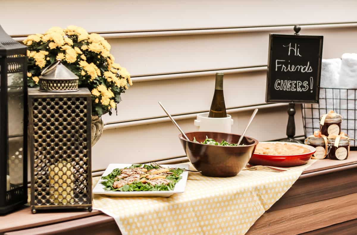 food buffet set up outdoors.