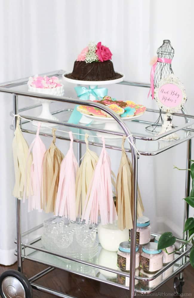 Baby shower bar cart. See more ideas from this baby shower inspiration shoot.