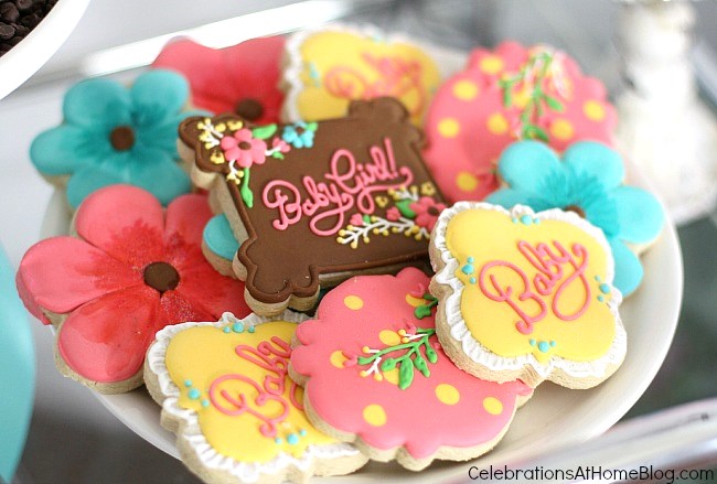 Baby shower custom cookie designs. See more ideas from this baby shower inspiration shoot.