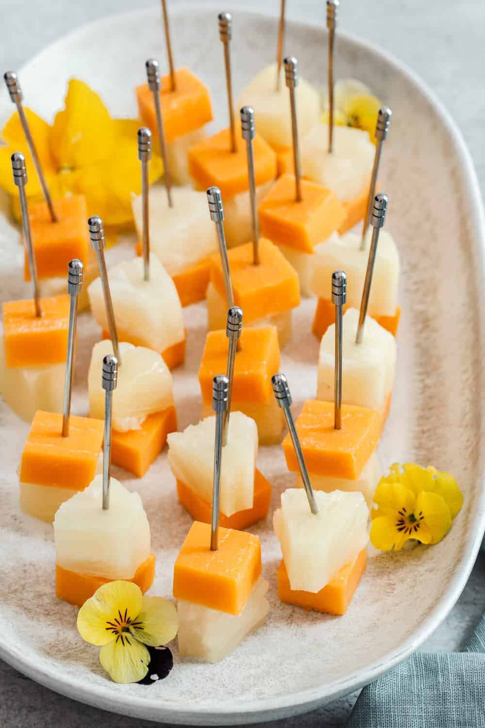 cheese cube appetizers on picks