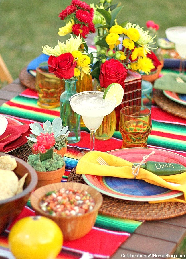 Mexican Party Ideas and fiesta themed tablescape - Celebrations at Home