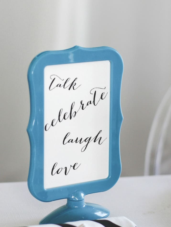 girls night in table sign, talk, laugh, celebrate, love