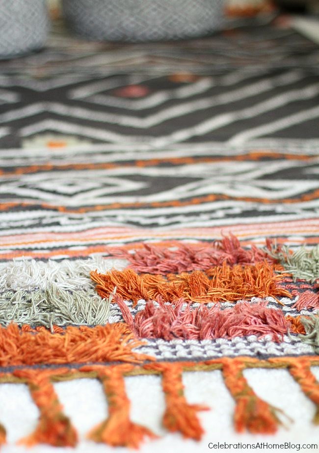 This bohemian style rug is a gorgeous accept to our bonus room decor.