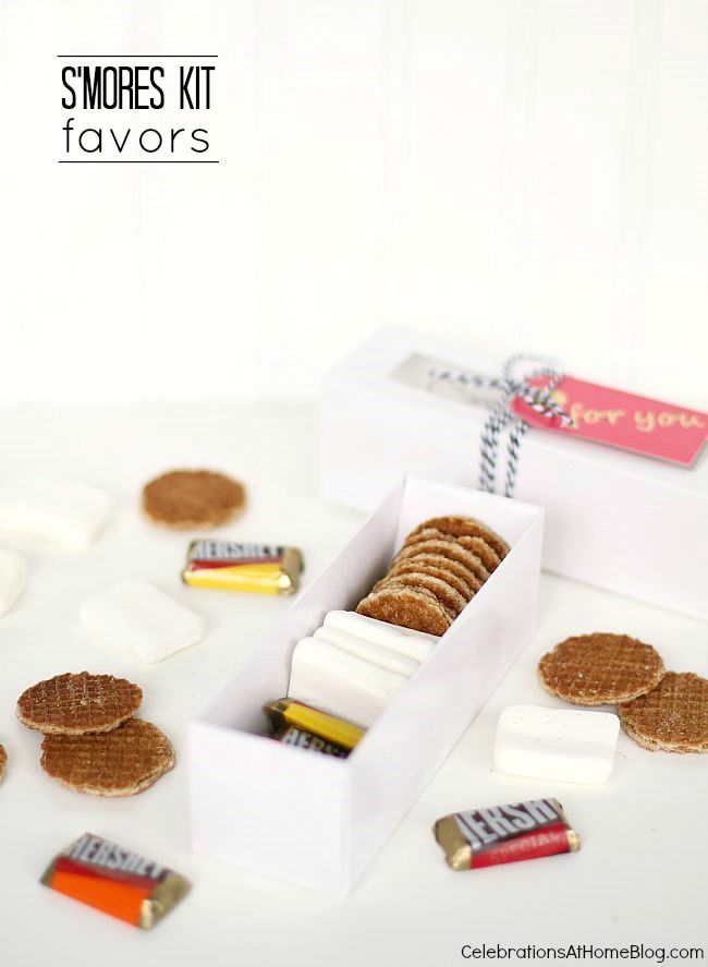 smores kit favors in a gift box