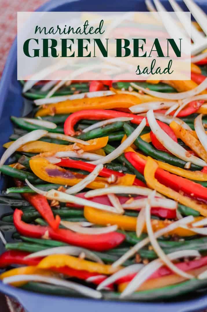 marinated green beans with text