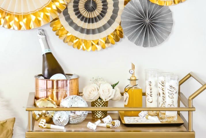 A Bar Cart Bubbly Bar for a Party