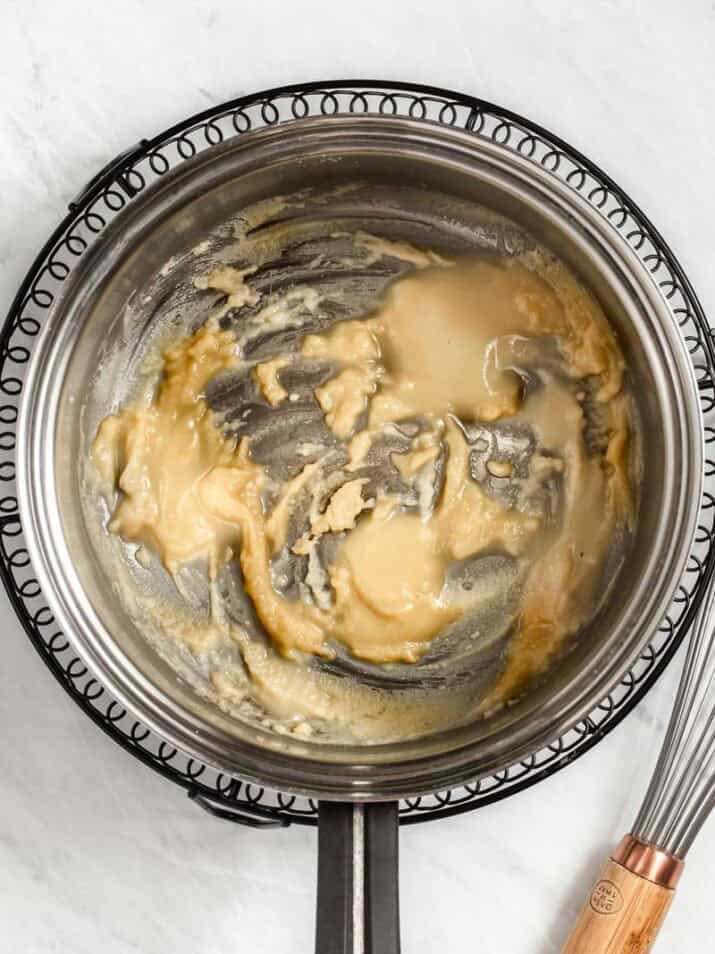 making a roux in a saucepan. 