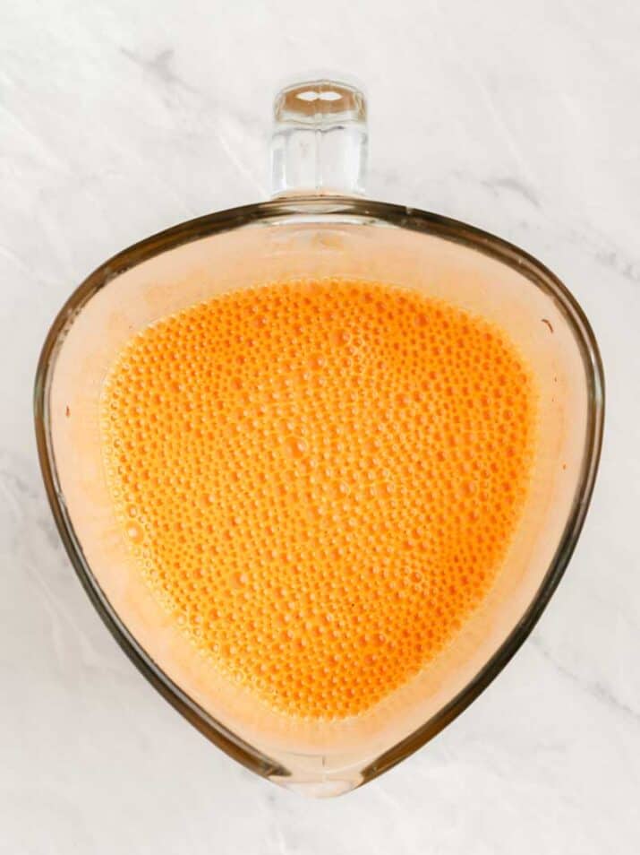 smooth red pepper sauce in a blender.